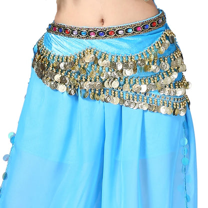 1PC New Style Belly Dance Belt Newest Multi-color Glass Silk Velvet Dancing Belt Scarf Crystal BellyDance Waist Chain Hip Scarf - AMULET RING STORE