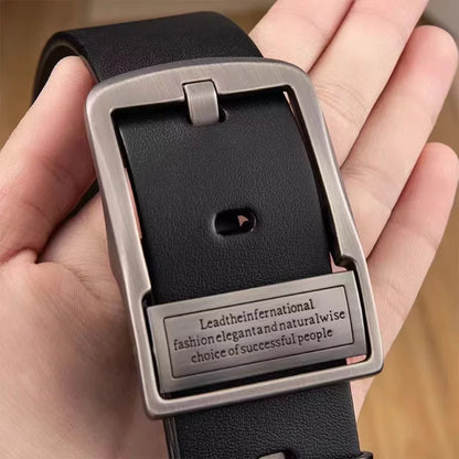 New Leather Cowhide Men's Belt Fashion Metal Alloy Pin Buckle Adult Luxury Brand Jeans Business Casual Waist Male Strap Brand - AMULET RING STORE