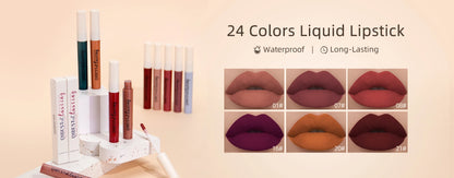 QIBEST Sexy Velvet Matte Lip Gloss Liquid Lipstick Lipgloss Beauty Red Nude Waterproof Long-lasting Lip Stain Makeup For Women - AMULET RING STORE