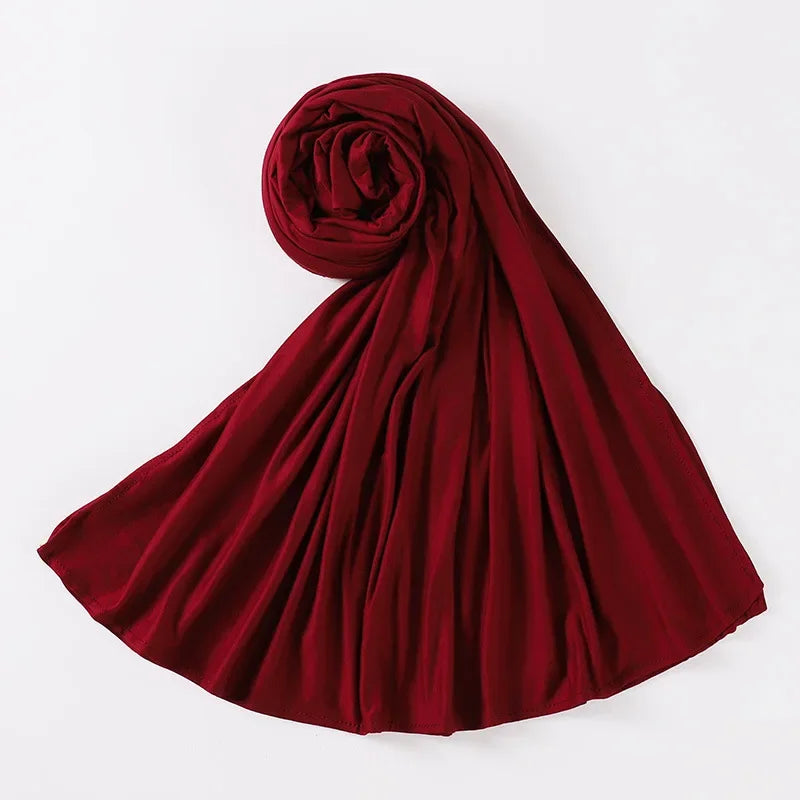 Newest Milk Silk Jersey Hijabs for Women Soft Warm Muslim Woman Turban Hoofddoek Headscarf Good Stitch Stretch Jesey HIjab Scarf - AMULET RING STORE