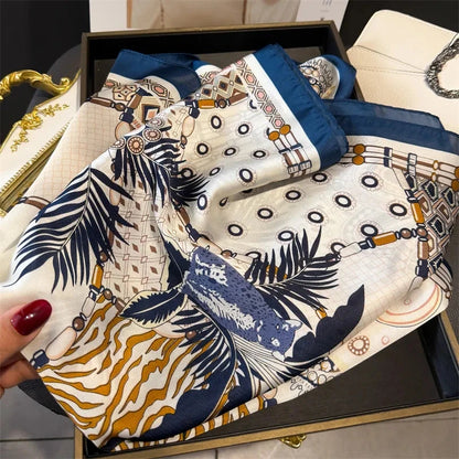 Luxury Fashion Print Square Scarf Women Soft Satin Scarves Bandana Hijab Neckerchief Shawl Kerchief Hair Band Foulard Lady - AMULET RING STORE
