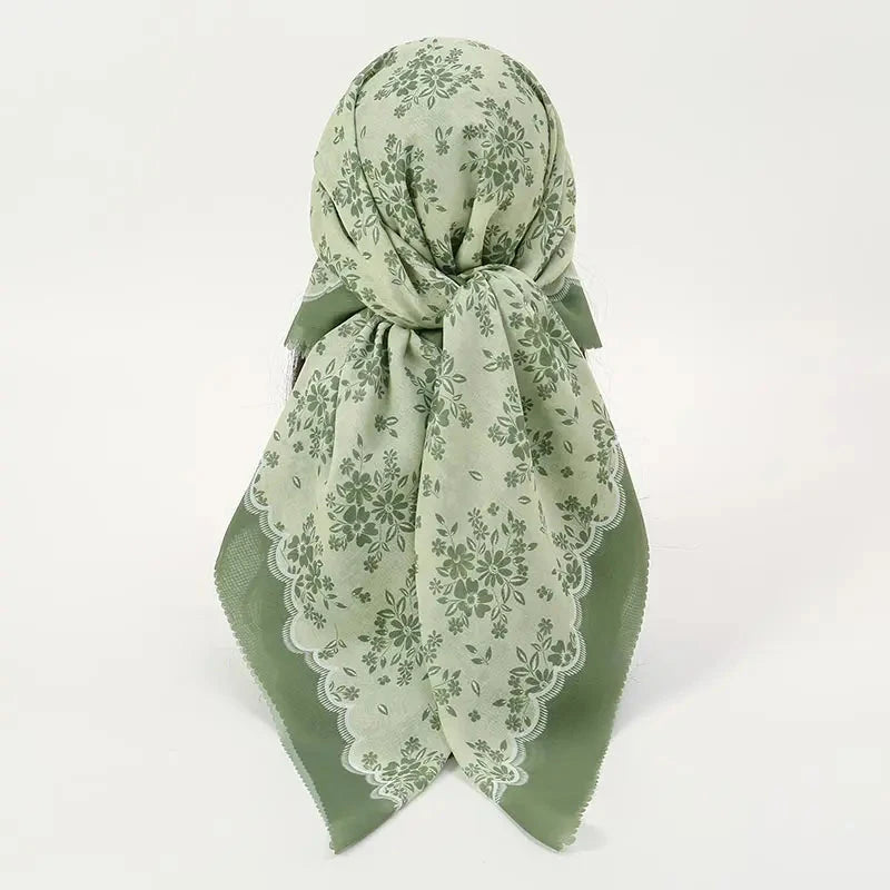 2025 New Fashion 110X110CM Printed Square Scarf for Women Muslim Headband Hijab Lady Bandana Party Accessories Scarf Hairband ﻿ - AMULET RING STORE