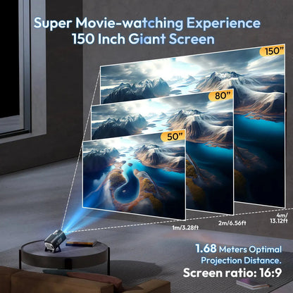 XGODY 12000LM Native 720P Portable Smart Projector Auto Keystone WIFI 6 Home Theater 4K Supported