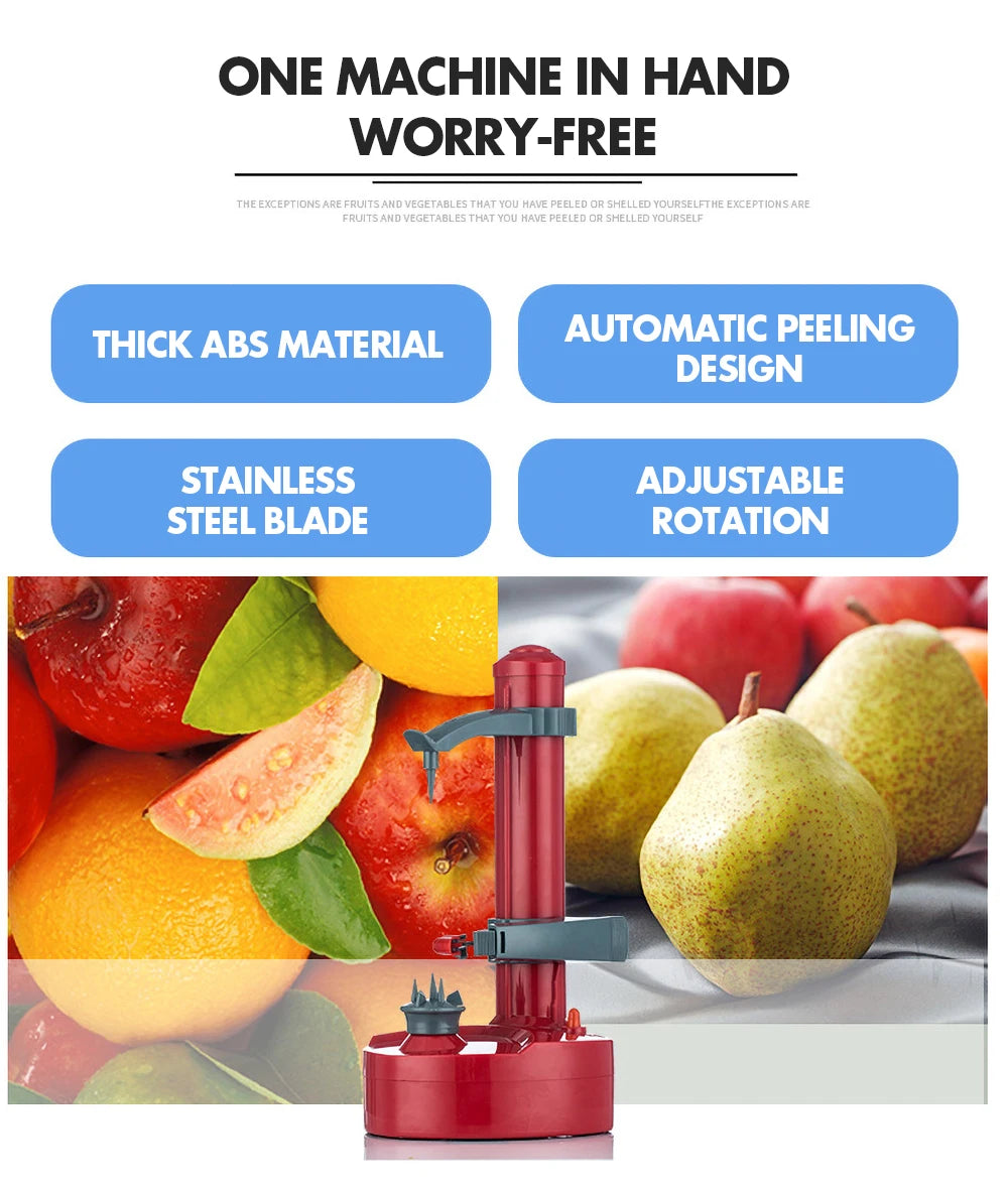 Electric Spiral Potato Peeler Automatic Apple Peeler, Smart Vegetable Fruit Peeler Machine, Kitchen Accessories Peeling Tool - AMULET RING STORE