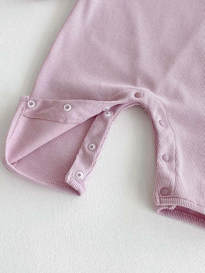 Spring and Autumn Baby Girl Solid Color Cute Doll Collar Long Sleeve Jumpsuit Baby Girl Autumn Jumpsuit - AMULET RING STORE