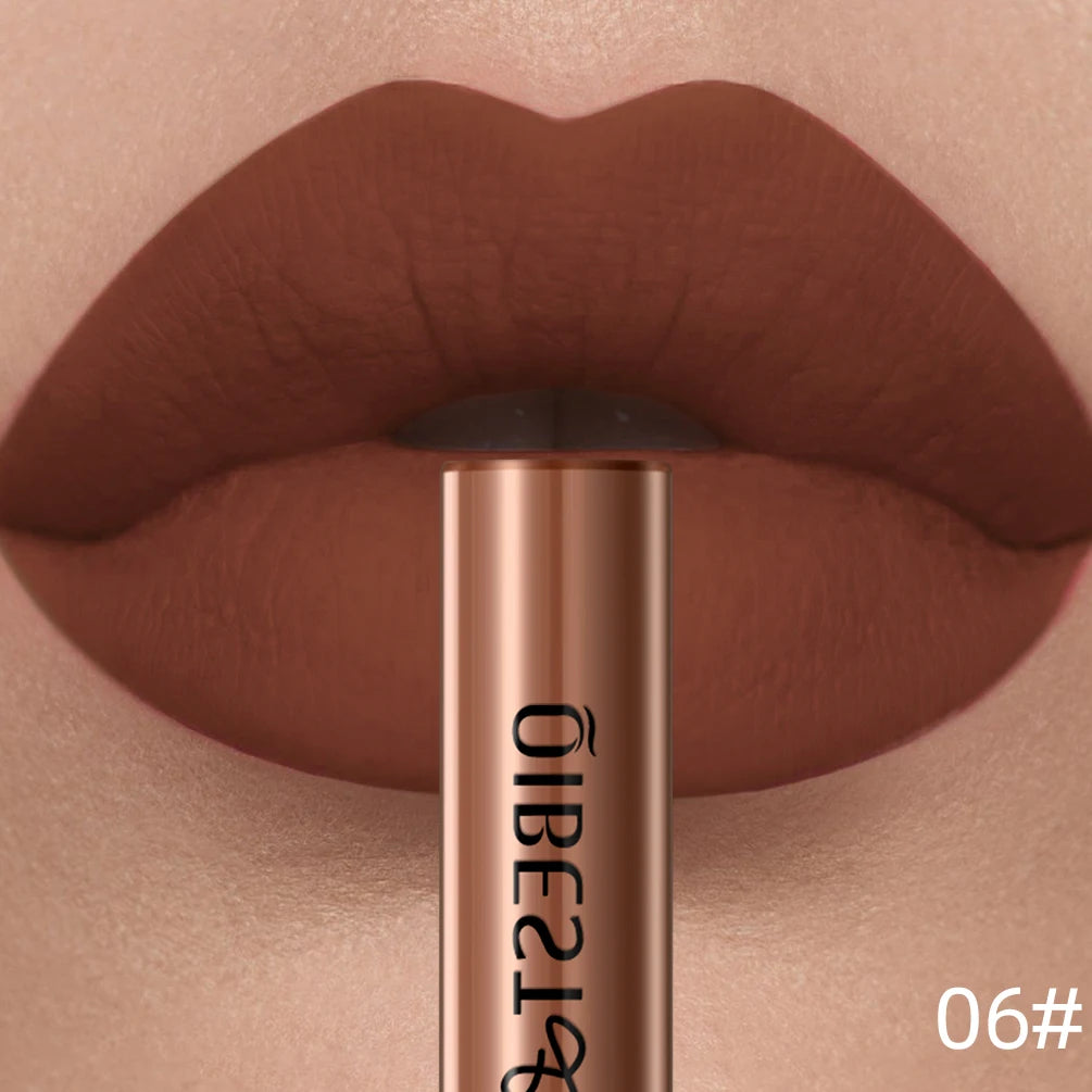 QIBEST Matte Liquid Lipstick Waterproof Long Lasting Velvet Lip Gloss Tint Tube Matte Nude Pigment Red Lipgloss Lips Makeup - AMULET RING STORE
