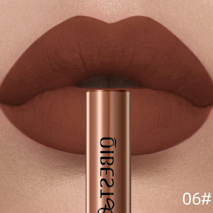 QIBEST Matte Liquid Lipstick Waterproof Long Lasting Velvet Lip Gloss Tint Tube Matte Nude Pigment Red Lipgloss Lips Makeup - AMULET RING STORE