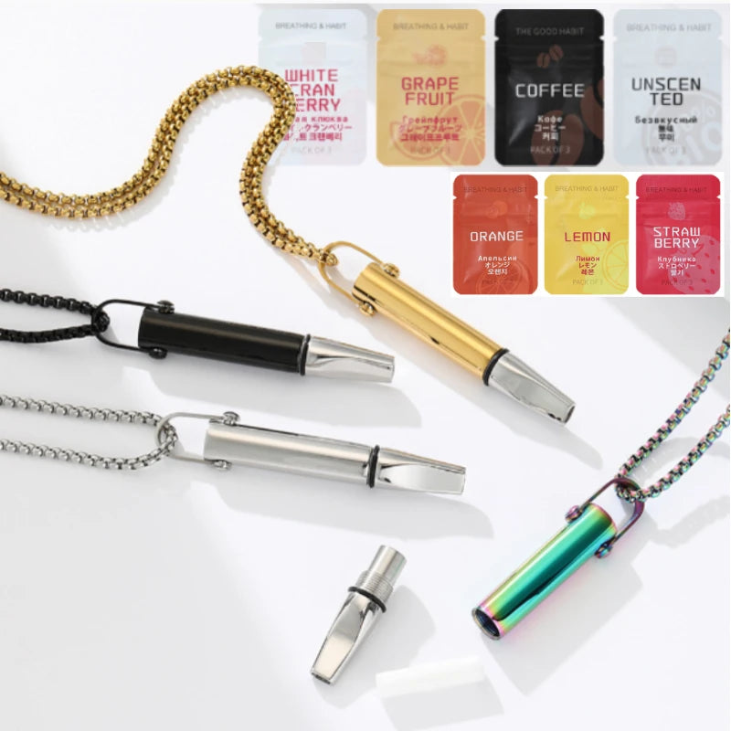 1/10 Flavors Aromatherapy Diffuser Necklace Pendant Quitting Smoking Breathing Necklace Neutral & Essential Oil Diffuser Lockets - AMULET RING STORE