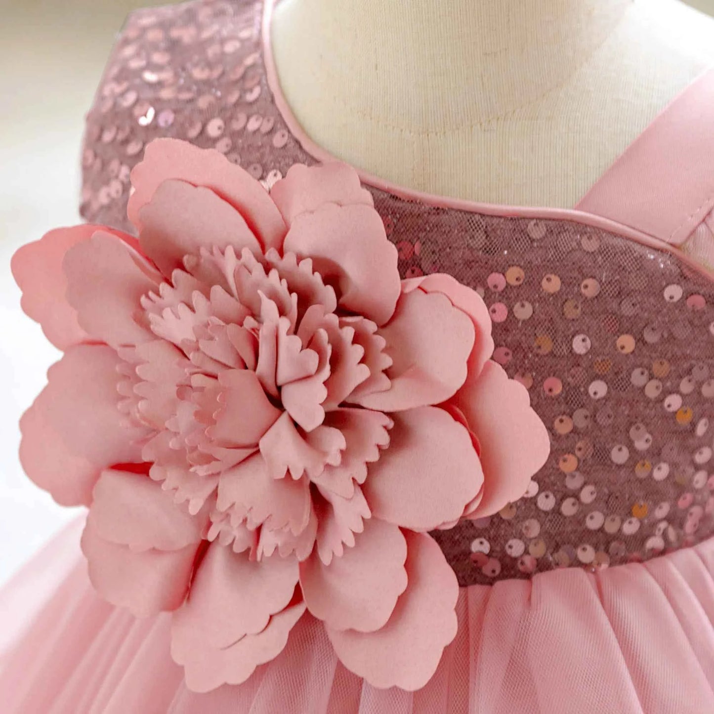 Toddler Flower Bow Party Baby Girl Dress Sequins Wedding Bridesmaids Dress for Girls Elegant 1st Birthday Evening Prom Costumes