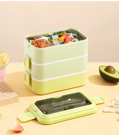 304 stainless steel lunch box for kids adult portable Microwavable insulated bento compartment multilayer food storage container - AMULET RING STORE