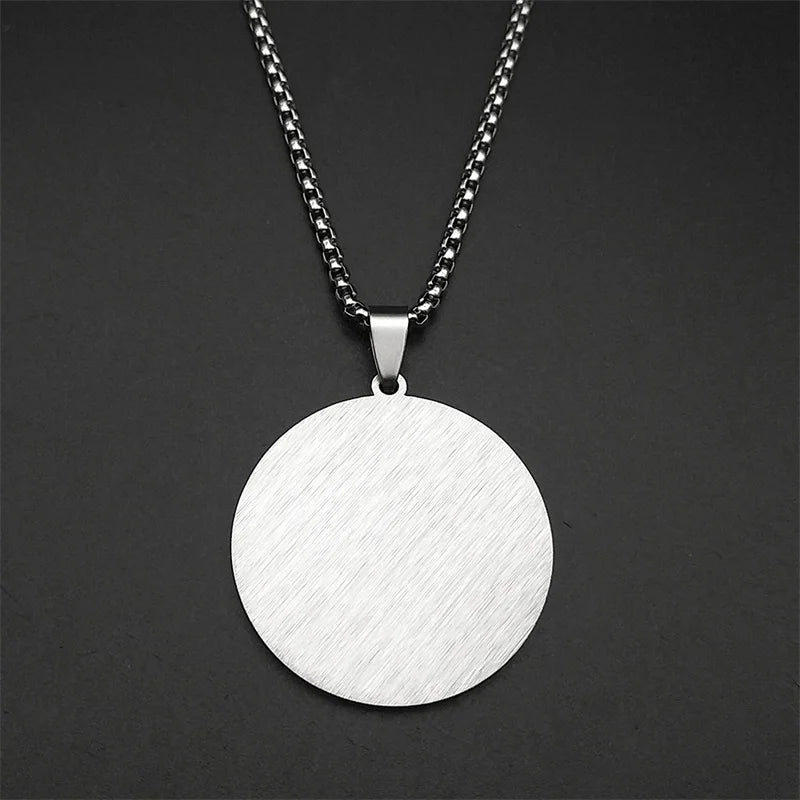 Round Medal Muslim Islamic Arabic Quran Pendant Necklace for Men Women Stainless Steel Gold Color Religion Amulet Jewelry Gift