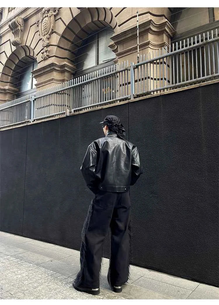 Mauroicardi Autumn Winter Long Black Thick Warm Hairy Shaggy Faux Fur Wide Leg Pants for Mens Luxury Designer Clothes Streetwear
