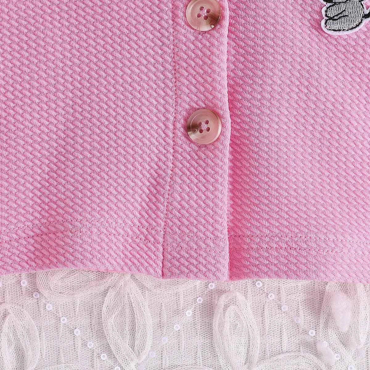 2Piece Spring Autumn Newborn Girls Clothes Korean Cartoon Cute Coat+Mesh Bow Print Sleeveless Dress Baby Boutique Clothing BC628