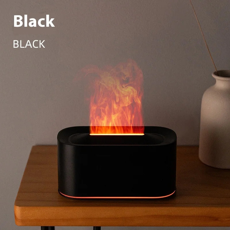New style seven-color aromatherapy machine, bedroom essential oil aromatherapy lamp, wood grain flame humidifier, desktop cracke