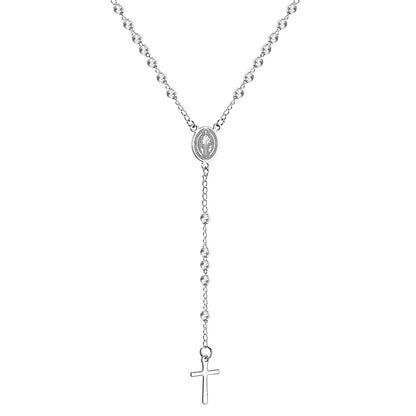 ASONSTEEL Long Scapular Catholic Rosaries Beads Christian Cross Jesus Pendant Necklaces Stainless Steel For Women Men Jewelry