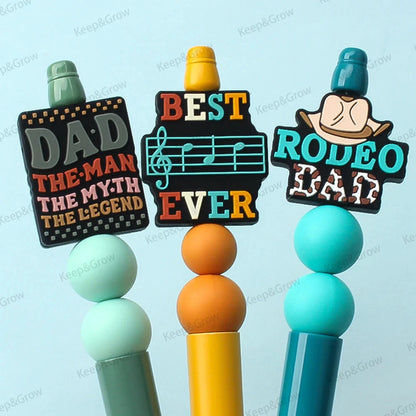 5/20/50Pcs Best Legends Dad Themed Silicone Beads for Jewelry Making Father's Day Focal Beads DIY KeysChain Accessory Decoration - AMULET RING STORE