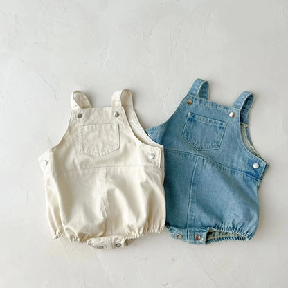 Cute Baby Pocket Overalls Denim Overalls Baby Fashion One-piece Romper 0-3T Newborn Boy Girls Clothes - AMULET RING STORE