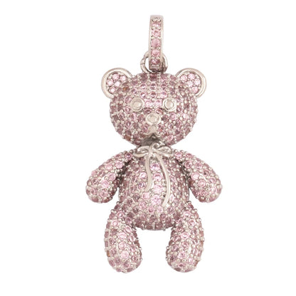 Luxury Fine Inlaid Rainbow Cubic Zirconia Charm Pendant,Cute Bear Jewelry Necklace Bracelet Making Wholesale Supplies M85 - AMULET RING STORE
