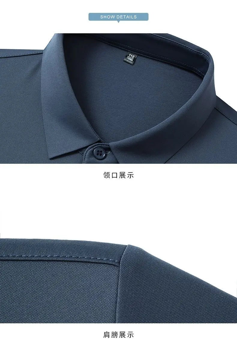 Mulberry Silk Business Dress Shirt - Men's Wrinkle Resistant