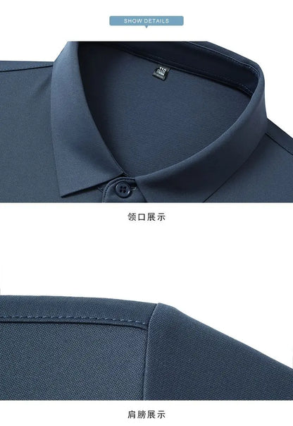 Mulberry Silk Business Dress Shirt - Men's Wrinkle Resistant