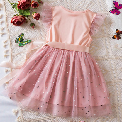 Princess Girls Cosplay Dress Clothes Kids Party Wedding Carnival Birthday Party Princess Evening Tutu Dresses Toddler 2-6Y