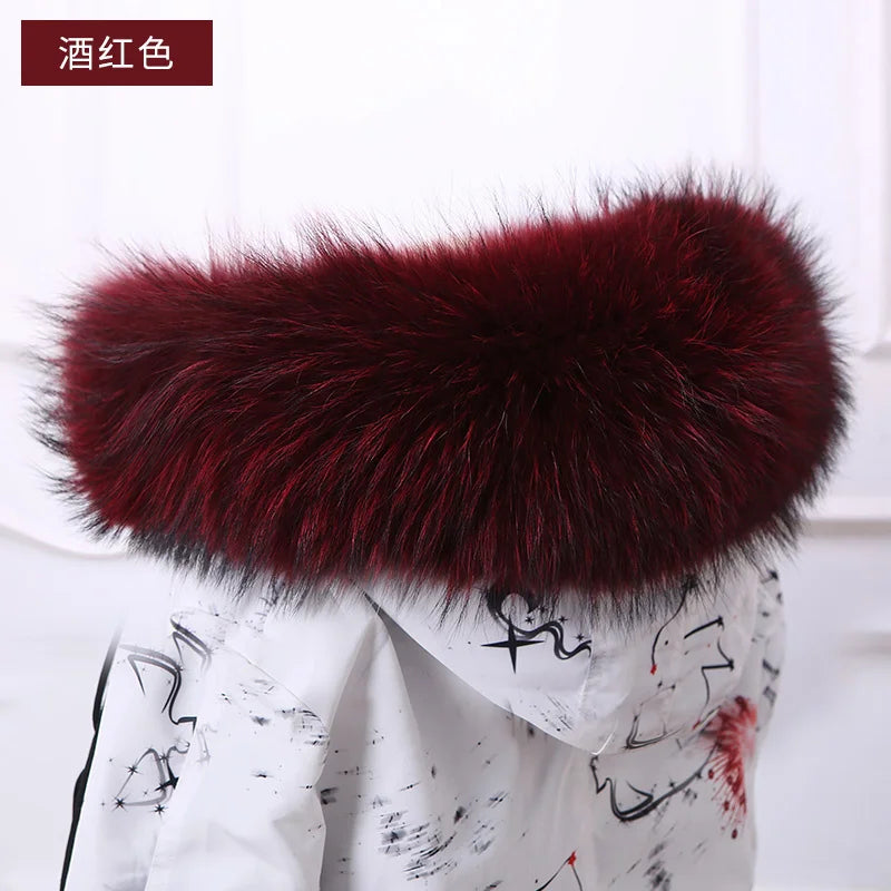Raccoon Fur Collar 100% Real Fur Fashion Scarves For Ladies Neck Warmer Women Winter Natural Fur Scarf Decor White Fur Scarf