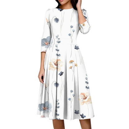 Traf Women 2025 Women'S Casual And Fashionable 3/4 Sleeve Pocket With Back Zipper Dress