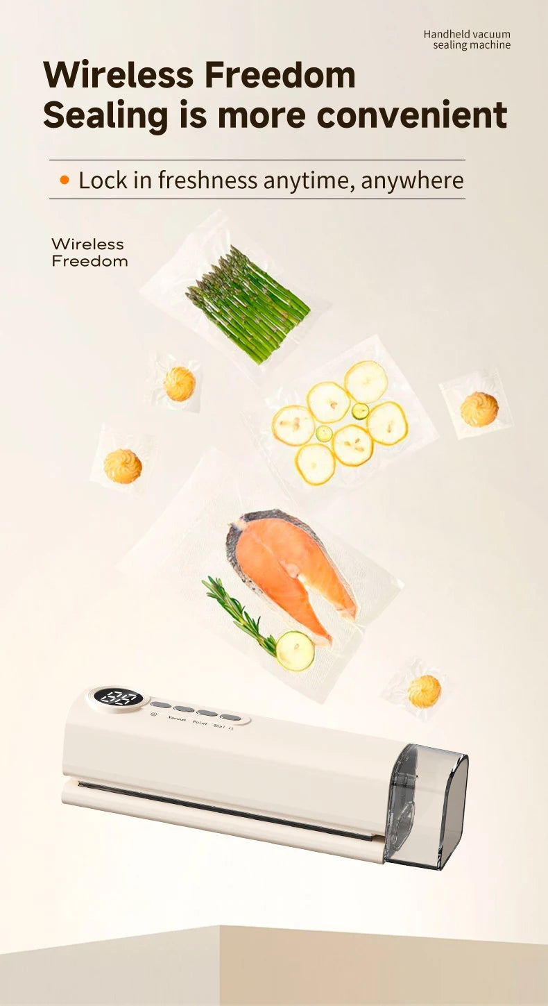 RS-F183H Mini Wireless Food Vacuum Sealing Machine, Digital Multifunctional Charging Magnetic Heat Absorption Sealing Machine. - AMULET RING STORE