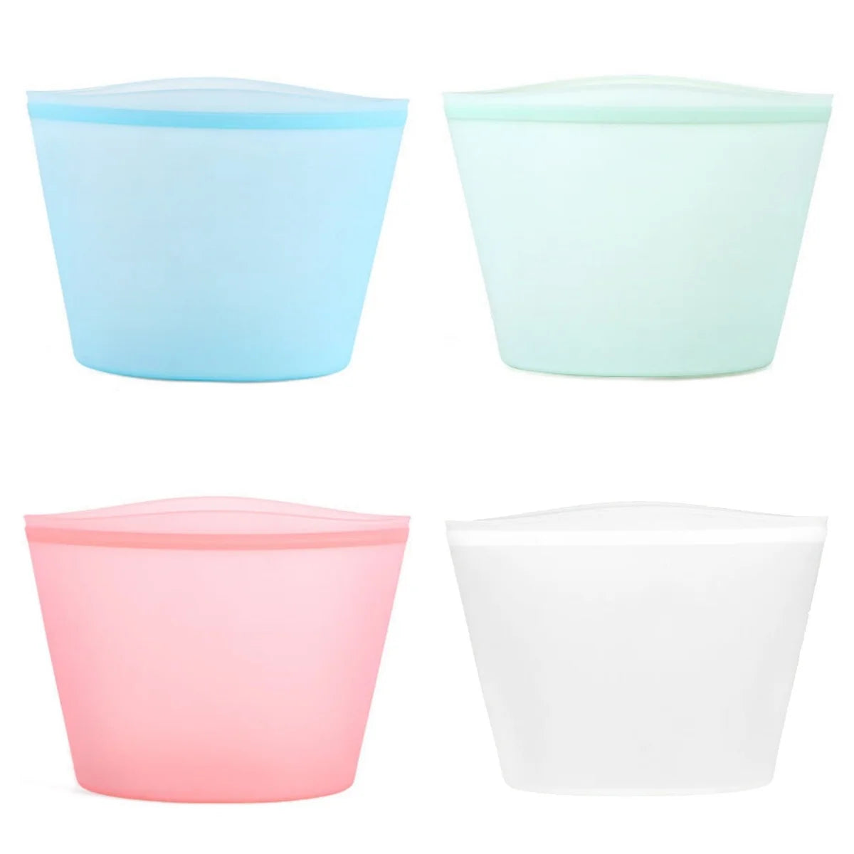 1/3/4Pcs/Pack Silicone Storage Bag,Reusable Food Grade Fresh-keeping Zipper Bags,BPA Free,Leakproof,Microwave&Dishwasher Safe - AMULET RING STORE