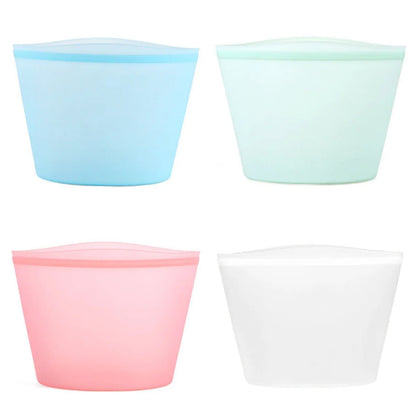 1/3/4Pcs/Pack Silicone Storage Bag,Reusable Food Grade Fresh-keeping Zipper Bags,BPA Free,Leakproof,Microwave&Dishwasher Safe - AMULET RING STORE