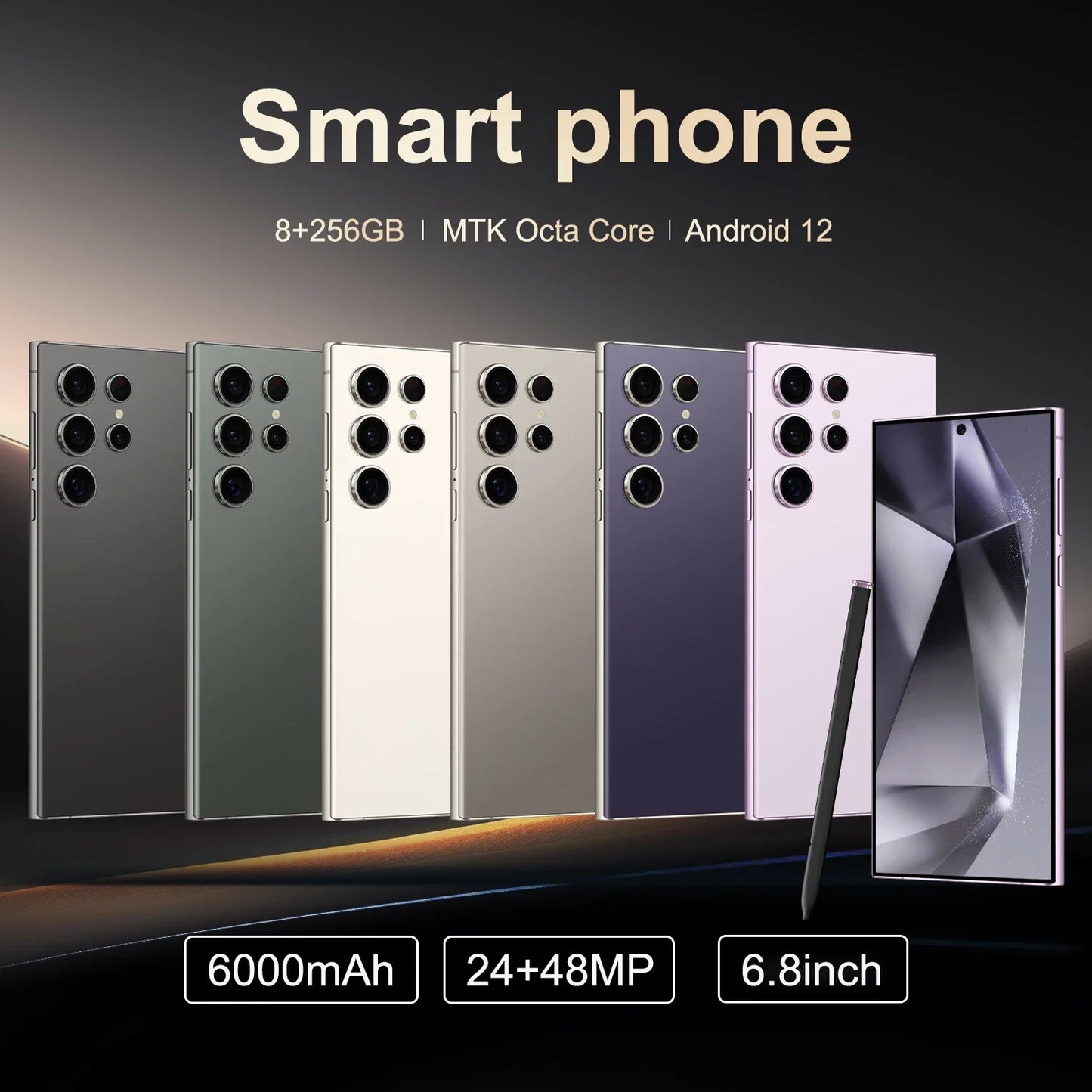 S24 Pro,Smartphone Android,6.8 inch,8GB RAM,256GB ROM,Dual SIM,Mobile phone,Google Play Store,24+48MP,6000mAh,celulares - AMULET RING STORE