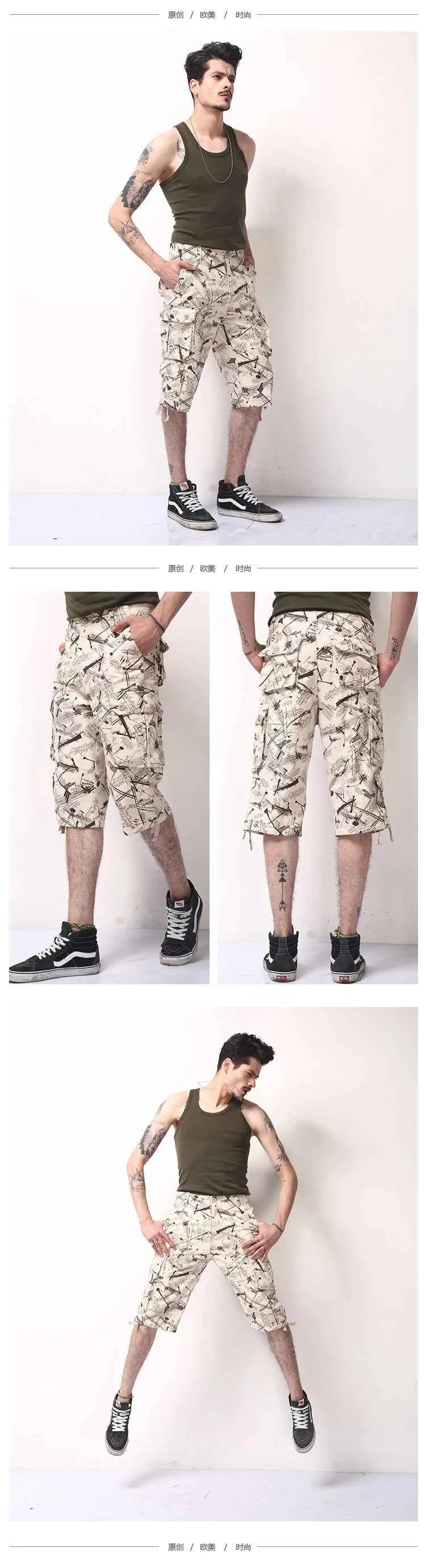 2025 Summner Fashion Cotton Mens Cargo Shorts Camouflage Male Shorts Multi-Pocket Casual Camo Outdoors Tolling Homme Short Pants