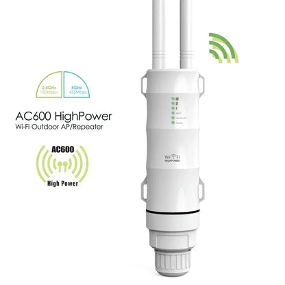 High Power AC600 Outdoor Wireless WiFi Repeater AP Router Dualdand 2.4G+5Ghz Long Range Extender POE Built in Lightning Arrester - AMULET RING STORE