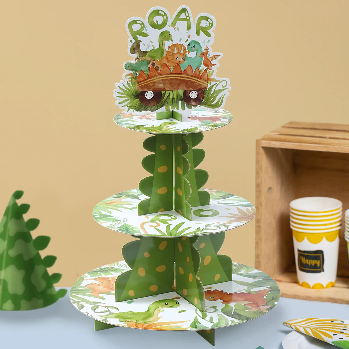 Cake Display Stand Jungle Mermaid Birthday Party Decorations Kids Dessert Holder Cake Tray Butterfly Baby Shower Cupcake Support - AMULET RING STORE