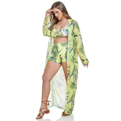 Women Bikinis Plus Size Modest Swimsuits 3 Piece High Waisted Boyshort Big Bathing Suit Swimwear Beach Cover Up Beachdress