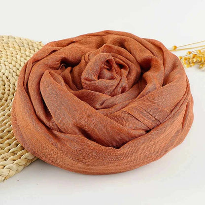 Autumn Winter New Cotton Linen Scarf For Women Girls Solid Color Sunscreen Scarves Soft Foulard Viscose Female Wrap Shawls