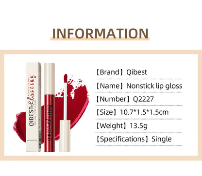 QIBEST Matte Liquid Lipstick Waterproof Long Lasting Velvet Lip Gloss Tint Tube Matte Nude Pigment Red Lipgloss Lips Makeup - AMULET RING STORE