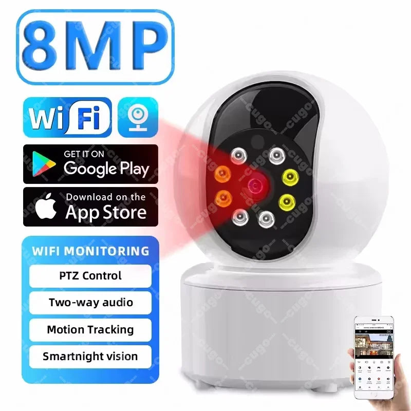 4K Smart WiFi IP Camera Indoor Wireless Security Baby Monitor Supports Two-way Audio Color Night Vision Home Surveillance Camera - AMULET RING STORE