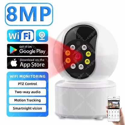 4K Smart WiFi IP Camera Indoor Wireless Security Baby Monitor Supports Two-way Audio Color Night Vision Home Surveillance Camera - AMULET RING STORE