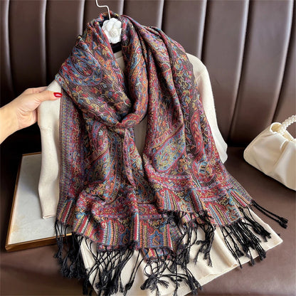 Elegant Ethnic Autumn Cashmere Shawl for Women Jacquard Pashmina Scarves Bufandas De Invierno Mujer Female Foulard Stoles Scarf - AMULET RING STORE