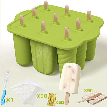 Summer DIY Ice Cream Tools With Wooden Sticks Silicone Popsicle Molds Set Kitchen Accessories Quench Thirst Snacks for Children - AMULET RING STORE
