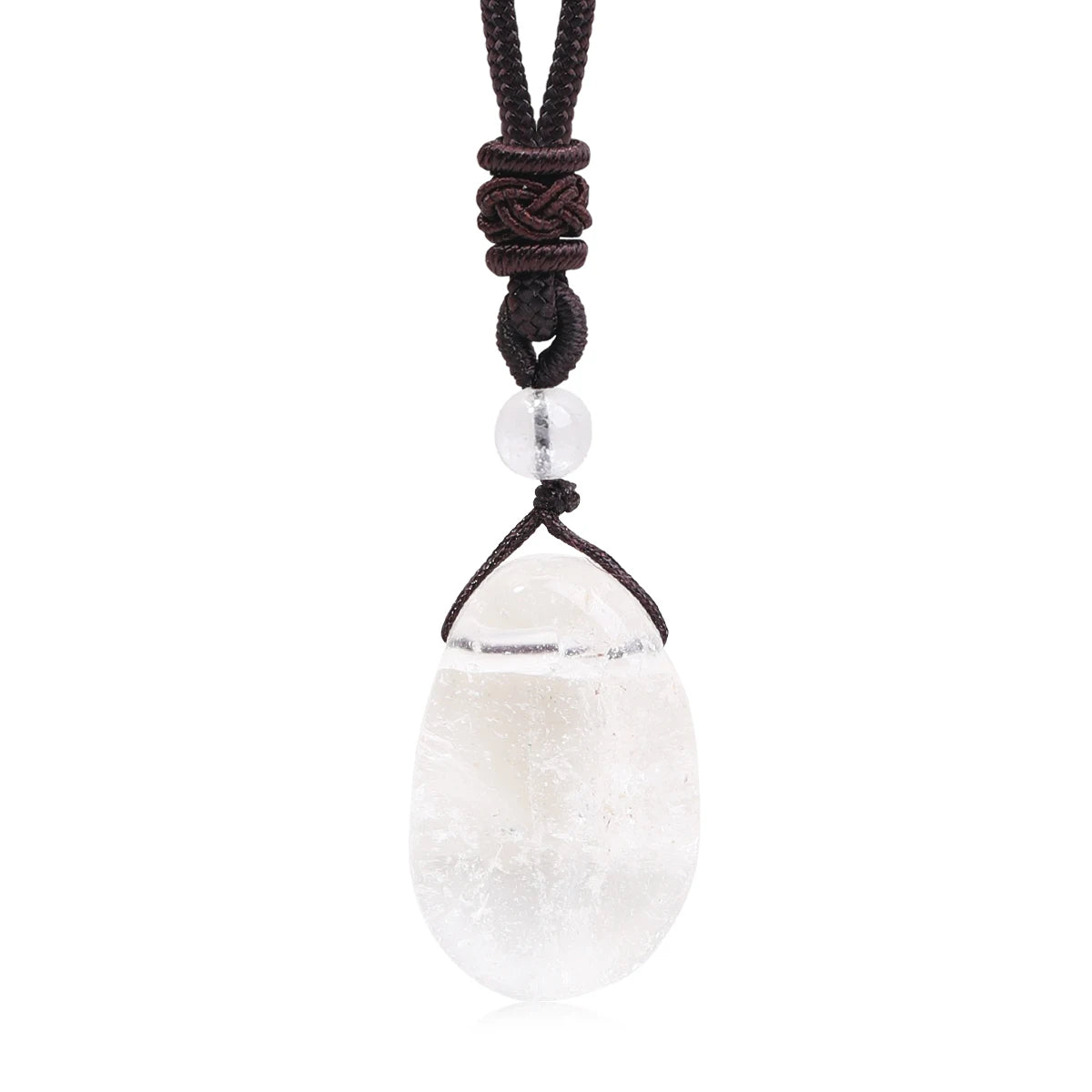 Casual Simple Natural Water Droplet Pendant Necklace Amethyst Opal Obsidian Red Agate Pendant Adjustable Cord Chain Necklace
