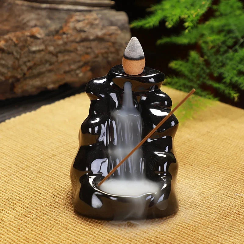 Creative Ceramic Backflow Incense Burner Crafts Office Home Decoration Mountain Incense Holder Buddhist Supplies - AMULET RING STORE