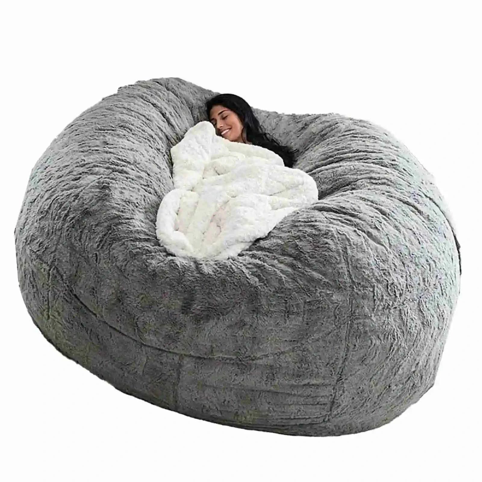 No Stuffed Gray Bean Bags Chair Giant Bean Bags Pouf Sofa Bed Puff Futon Room Seat Tatami Relax Lounge Furniture Only Bags Case