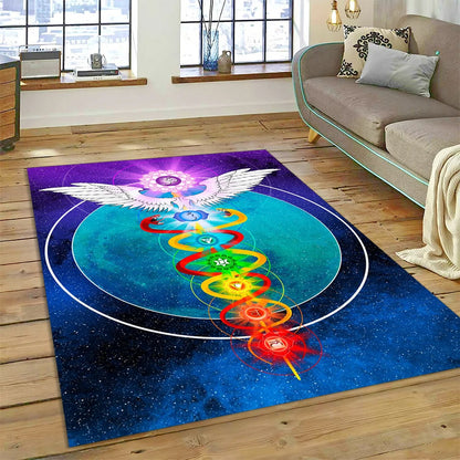 Naturalize Yoga Zen Meditation Rainbow 7 Chakra Carpet Rug for Home Living Room Bedroom Sofa Doormat Decor,Area Rug Non-slip Mat