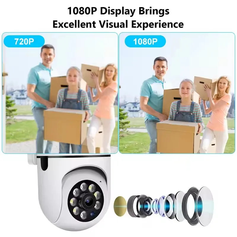 3MP WiFi Camera Home PTZ IP Camera Color Night Vision Audio Wireless Surveillance Camera Automatic Home Tracking Security CCTV C - AMULET RING STORE