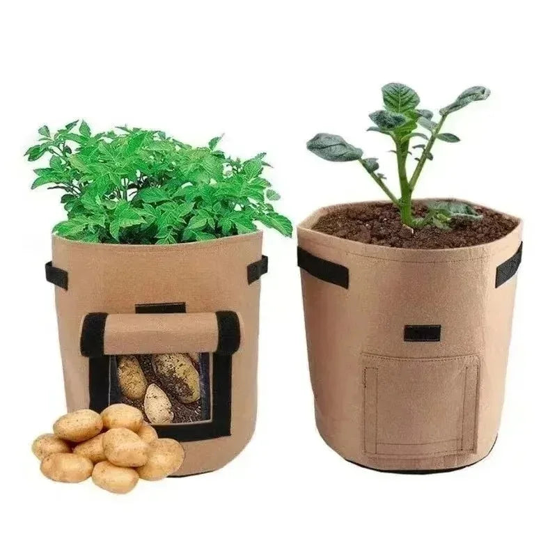 2 Size Felt plant grow bags nonwoven fabric garden potato pot greenhouse vegetable growing bags moisturizing vertical tools - AMULET RING STORE