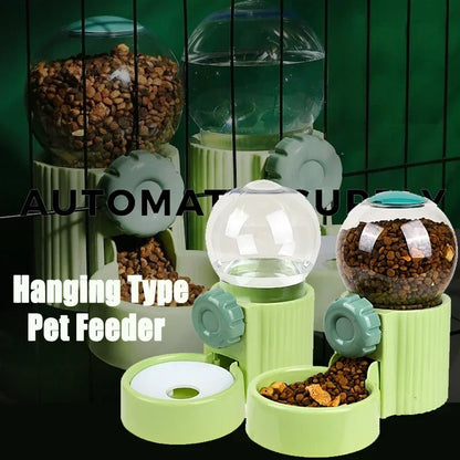 Automatic Dog Cat Feeder Cage Hanging Pet Bowls Pet Water Dispenser Dog Water Bottle Food Container Dispenser Bowl for Cat Dog - AMULET RING STORE