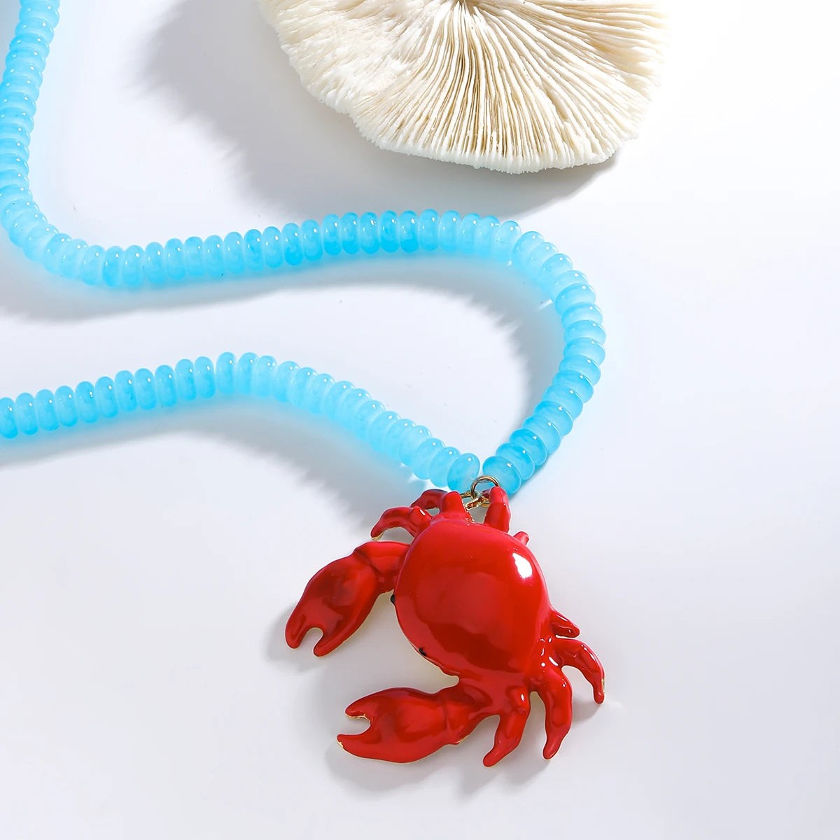 2025 New ZAA Lobster Bead Necklace Handmade Crystal Beaded Enamel Jewelry Simple Pendant Necklace Women Beach Vacation Accessory - AMULET RING STORE