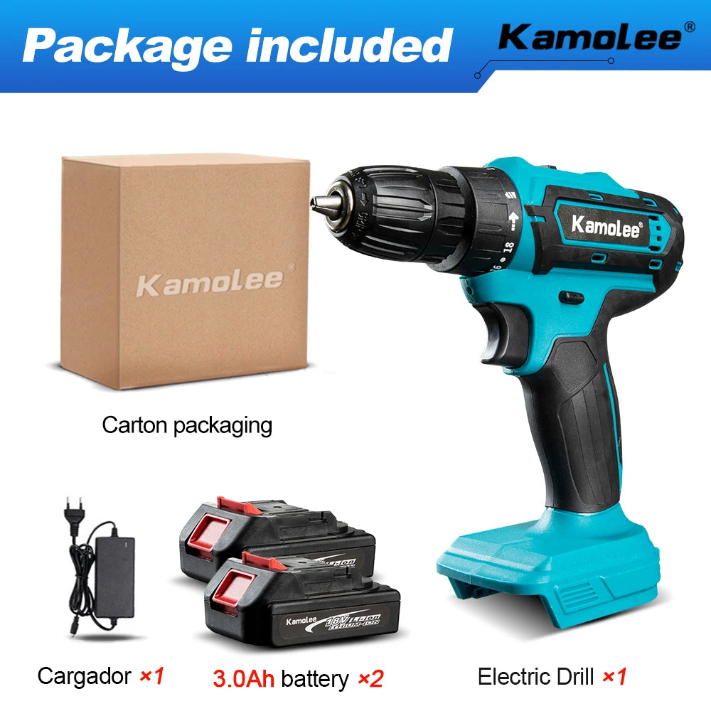 Kamolee 10mm Cordless Electric Impact Drill Electric Screwdriver Home DIY Power Tools For Makita 18V Battery - AMULET RING STORE